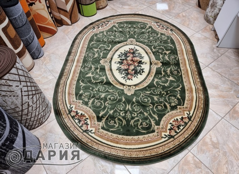 Тъкан персийски килим Blue stones 5261_GREEN елипса